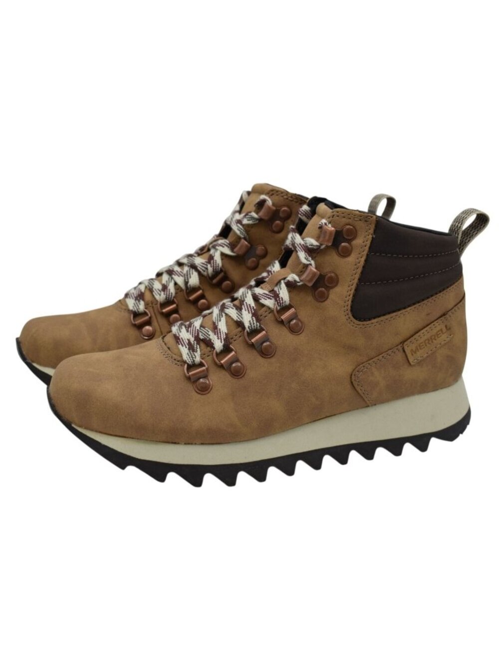 Merrell Womens Size 7 Alpine Mushroom Brown Vegan Leather Mid Hiking Boots Shoes